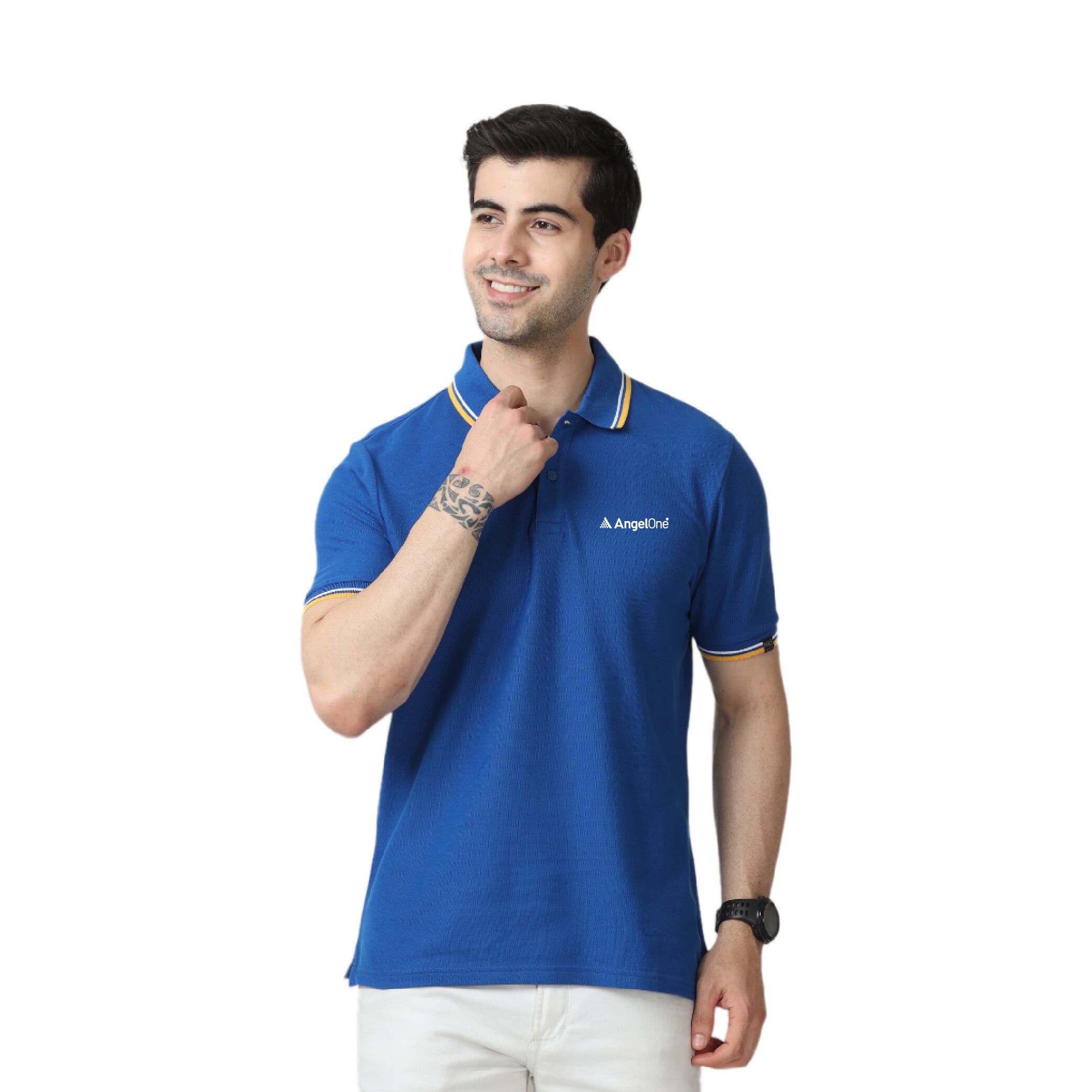 Marks & Spencer Polo T-shirt Tipping-Blue with Yellow